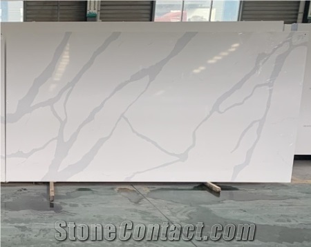 Wholsale Calacatta White Quartz Slabs for Coutertop and Kitchen