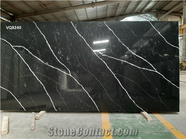 Vq8240/ Calacatta Collections/ Vietnam Black Quartz Stone