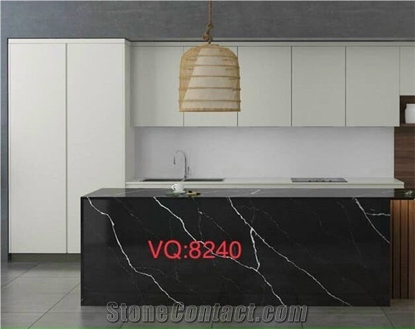 Vq8240/ Calacatta Collections/ Vietnam Black Quartz Stone
