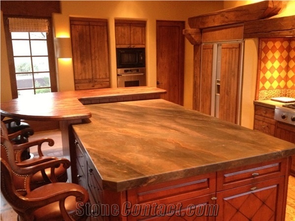 Leather Finished Quartzite Kitchen Countertops