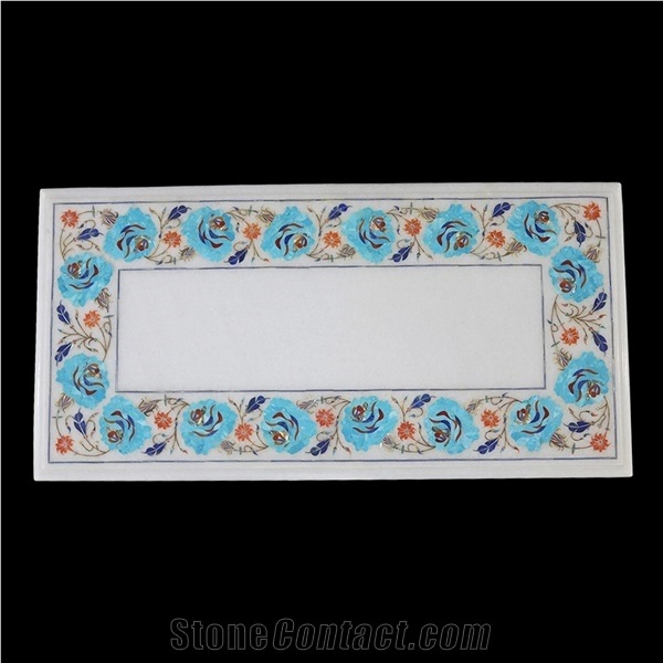 White Marble Inlay Table Top