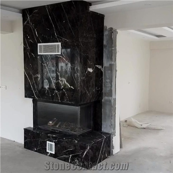 Avangart Black Marble Fireplace