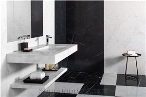 Carrara White Marble Bathroom Sink
