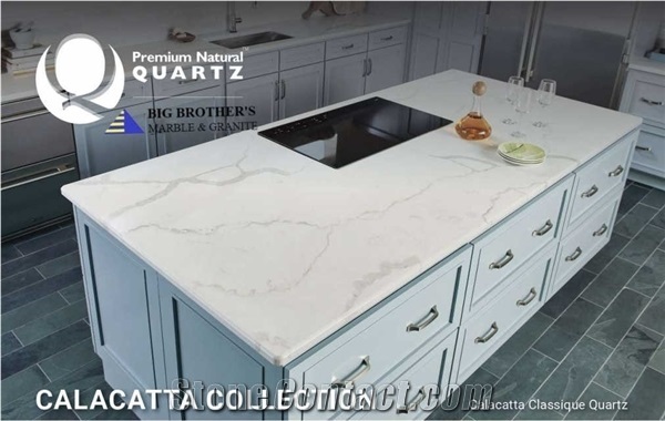Calacatta Classic Quartz Kitchen Countertop