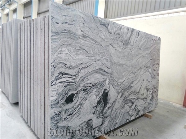 Silver Cloud Granite, Viskont White Granite, Viscont White Wavy Granite Slabs