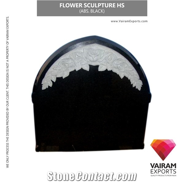 Absolute Black Granite Carved & Itched Monuments, Engraved Black Granite Headstone