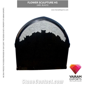 Absolute Black Granite Carved & Itched Monuments, Engraved Black Granite Headstone
