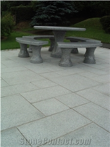 Granite Outdoor Table Set, Garden Bench