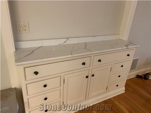 Q Stone Calacatta Laza Artificial Marble Kitchen Countertop