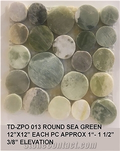 Round Sea Green Stone Pebble Mosaic 14