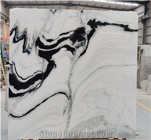 Bookmatched Chinese Panda White Marble Slabs