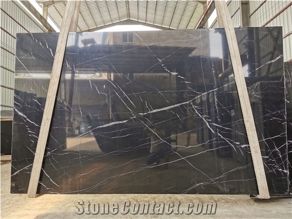 Chinese Nero Marquina Black Marble Slabs & Tiles