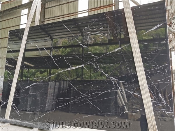 Chinese Nero Marquina Black Marble Slabs & Tiles