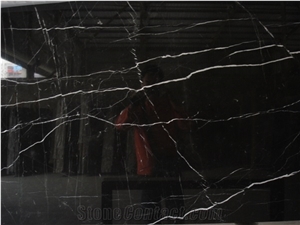 Nero Marquina Marble Slab Chinese Cheap Black Marble