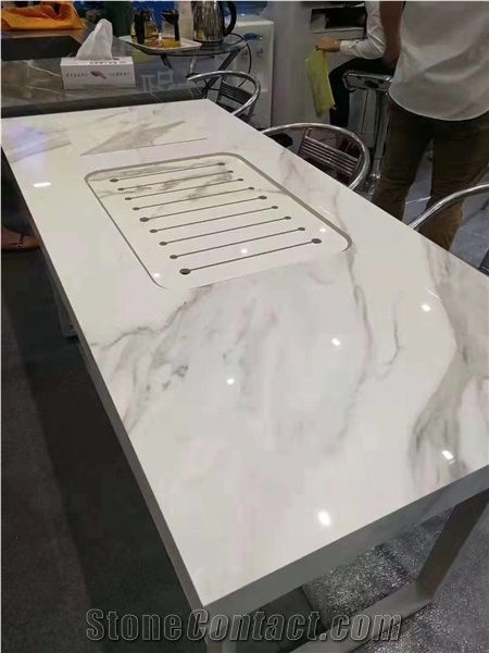 Bianco Calacatta Sintered Stone Kitchen Countertop