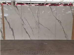 Calacatta Oro White Artificial Marble Sintered Stone Slab Wall Bookmatched