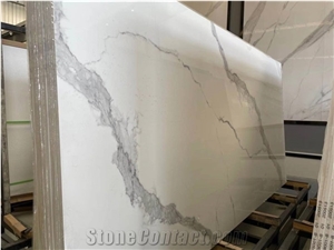 Calacatta Oro White Artificial Marble Sintered Stone Slab Wall Bookmatched