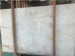 Century Ice White Onyx Slab Wall Slab Cut Pattern Tiles