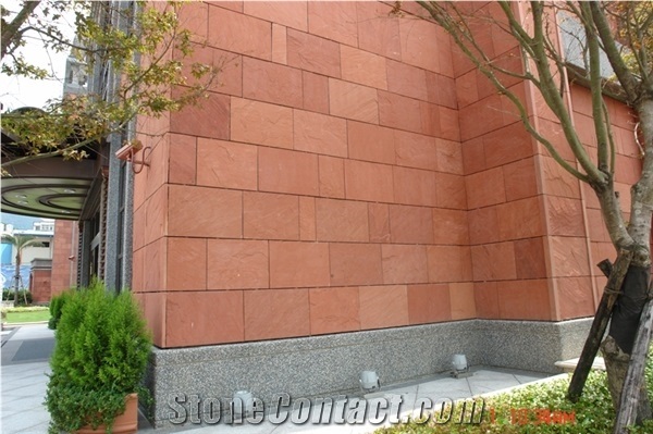 China Red Sandstone Moulding Exterior Wall Cladding