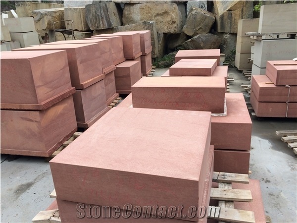 Split Surface Red Sandstone Wall Exterior Cladding Patio