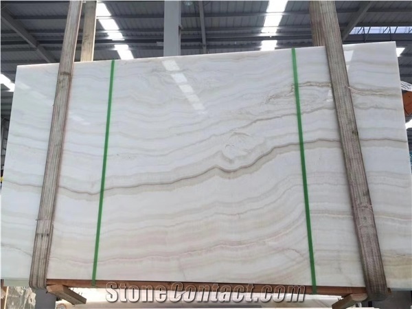 Turkey White Tiger Onyx Slab Straight Vein Cut Wall Background