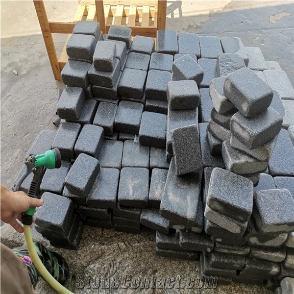 G654 Dark Grey Granitetumbled Cobblestone Cubestone Tiles