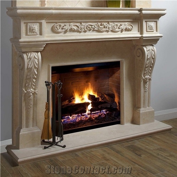 Galala Beige Marble Fireplace