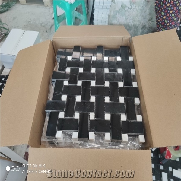Nero Marquina Marble Mosaic Tiles for Floor Tile Pattern
