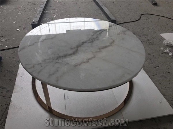 China White Marble Round Cafe Table Tops Wholesales