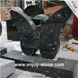 Butterfly Black Granite Headstones, Gravestones