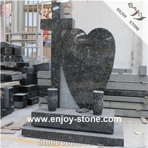 Cross & Heart Upright Granite Tombstones，Monuments