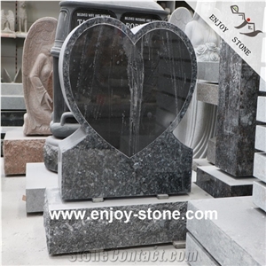 Heart Tombstones, Black Granite Upright Headstones