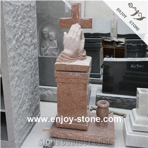 Upright Cross Tombstones，Ebgraved Granite Monuments