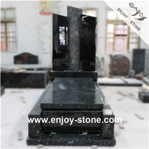 Western Style Big Black Granite Tombstone, Monument, Headstone