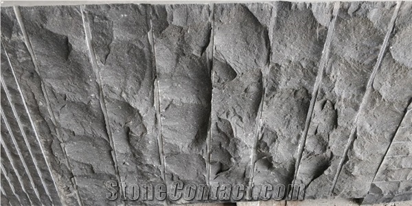 Indian Black Basalt - Hand Chiseled - Broad Lines