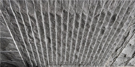 Indian Black Basalt - Hand Chiseled - Thin Lines
