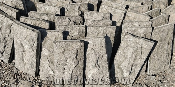 Indian Black Basalt - Rockface Cladding Tiles - Blasted Split Wall Stone