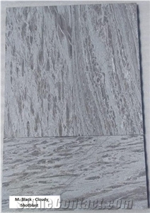 M. Black Cloudy Quartzite Shot Blast Tiles - 600x300 mm