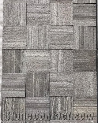 M. Black Line - Shot Blast + Brushed Quartzite Tiles- 100x100 mm