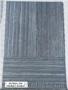 M. Black Line - Shotblast +Brushed Quartzite Tiles- 600x300 mm