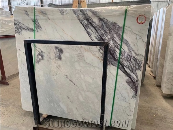 Polished Lilac White Marble with Purple Veins Slab