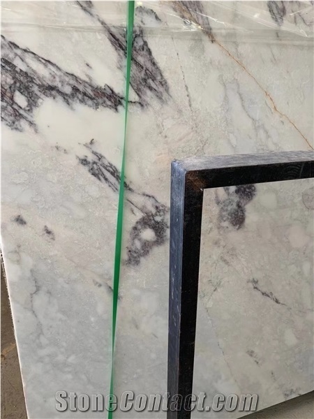 Polished Lilac White Marble with Purple Veins Slab