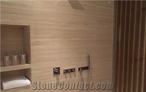 Classic Beige Travertine Filled Polished Tiles