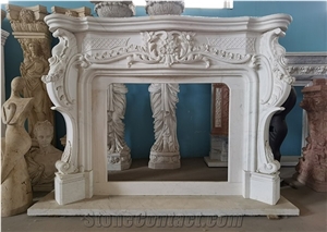 Carved Marble Stone Surround Modern Fireplace