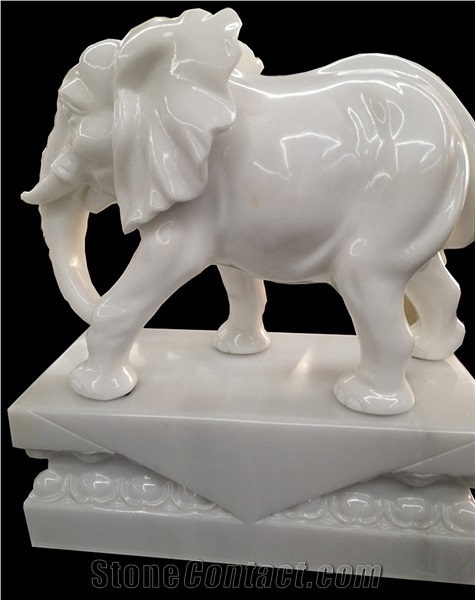 Craft Carving Onyx Small Elephant Table Sculpture