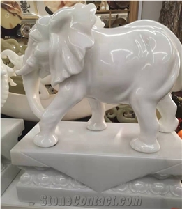 Craft Carving Onyx Small Elephant Table Sculpture