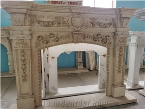 Home Decoration Hand Carved Stone Fireplace Mantel
