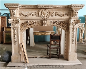 Marble Carved Fireplace Mantel Indoor