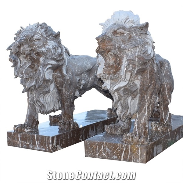 Polished Custom Lion Statues for Garden Modern Art Sculpture