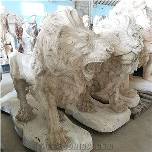White Stone Lions Statues Front Door Lion Statue Sculpture